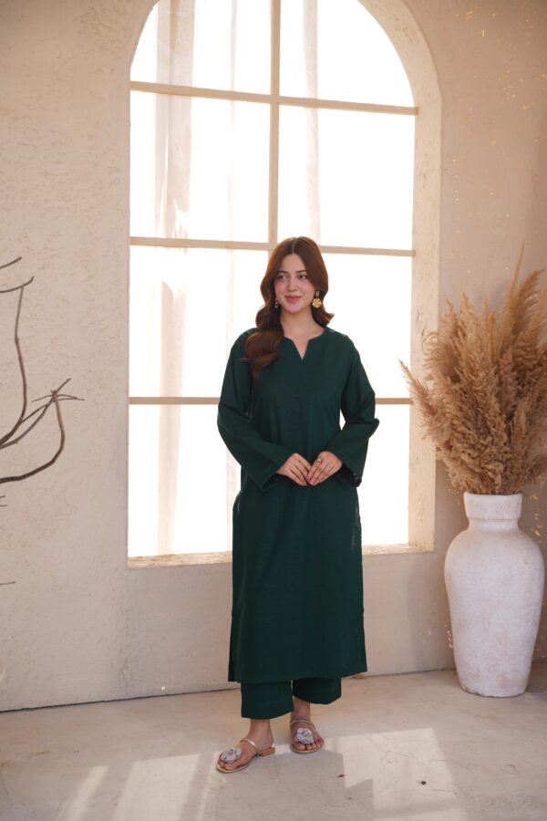 Zarqa Bottle Green Co-ord Set - Elegant 2-Piece Daily Wear